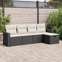 vidaXL Set Divani da Giardino 5 pz con Cuscini in Polyrattan Nero
