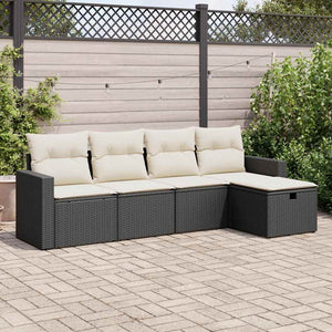 vidaXL Set Divani da Giardino 5 pz con Cuscini in Polyrattan Nero