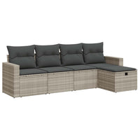 Set Divano da Giardino 5pz con Cuscini-Sofa da Giardino-Divanetto da esterno Grigio Chiaro Polyrattan 986608