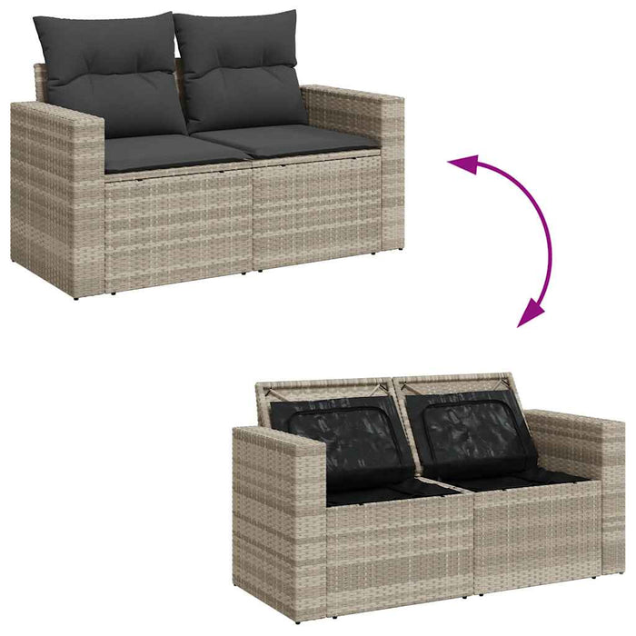 Set Divano da Giardino 5pz con Cuscini-Sofa da Giardino-Divanetto da esterno Grigio Chiaro Polyrattan 986608