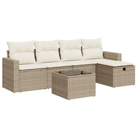 Set Divano da Giardino 6 pz con Cuscini Beige in Polyrattan 3325374