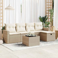 vidaXL Set Divano da Giardino 6 pz con Cuscini Beige in Polyrattan
