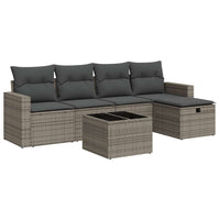vidaXL Set Divano da Giardino 6 pz con Cuscini Grigio in Polyrattan