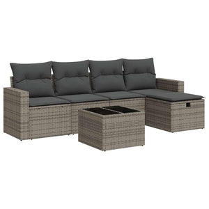 vidaXL Set Divano da Giardino 6 pz con Cuscini Grigio in Polyrattan