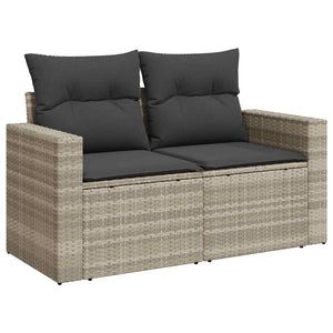 Set Divano da Giardino 6pz con Cuscini Grigio Chiaro Polyrattan