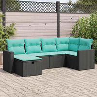 Set Divano da Giardino 6 pz con Cuscini Nero in Polyrattan 3325383
