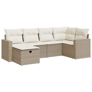 Set Divano da Giardino 6 pz con Cuscini Beige in Polyrattan 3325384