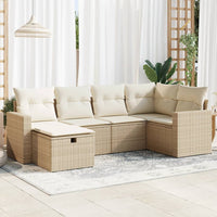Set Divano da Giardino 6 pz con Cuscini Beige in Polyrattan 3325384