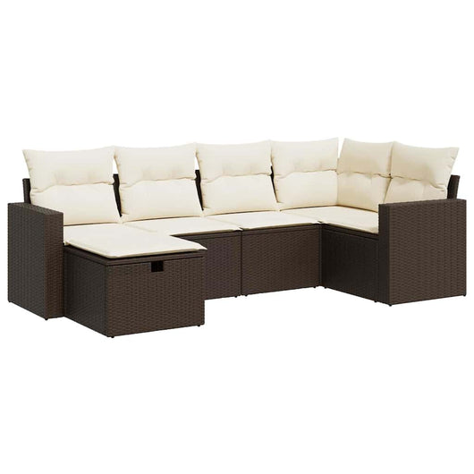 vidaXL Set Divano da Giardino 6 pz con Cuscini Marrone in Polyrattan