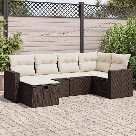 vidaXL Set Divano da Giardino 6 pz con Cuscini Marrone in Polyrattan
