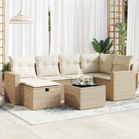 vidaXL Set Divani da Giardino 7 pz con Cuscini Beige in Polyrattan