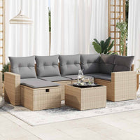 vidaXL Set Divani da Giardino 7 pz con Cuscini Beige in Polyrattan