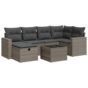 vidaXL Set Divani da Giardino 7 pz con Cuscini Grigio in Polyrattan