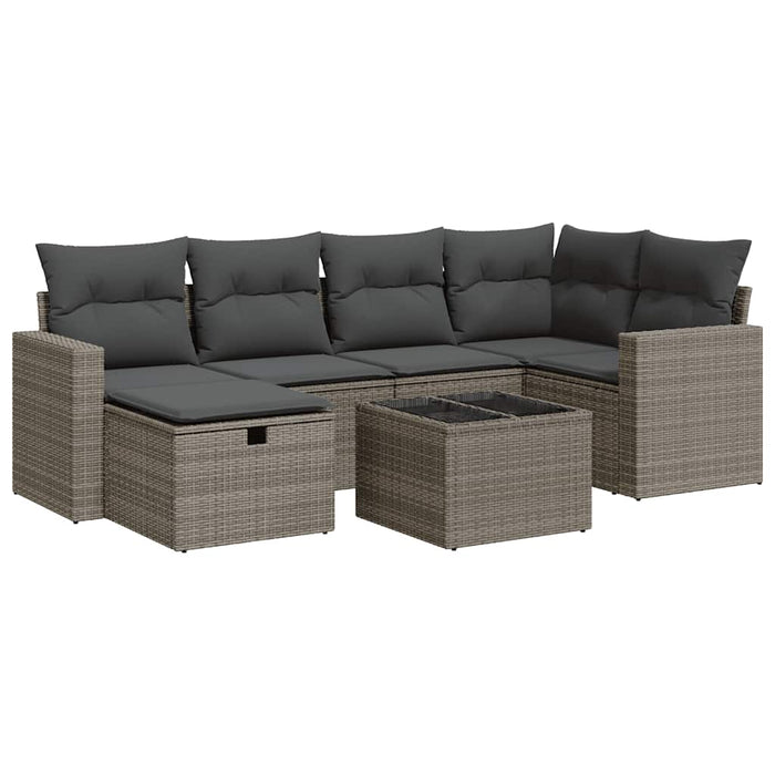 vidaXL Set Divani da Giardino 7 pz con Cuscini Grigio in Polyrattan