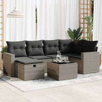 vidaXL Set Divani da Giardino 7 pz con Cuscini Grigio in Polyrattan