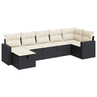 Set Divani da Giardino con Cuscini 7pz Nero Polyrattan