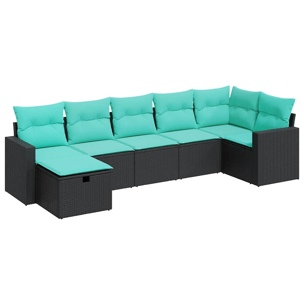 Set Divani da Giardino con Cuscini 7pz Nero Polyrattan 3325403