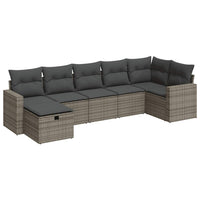 vidaXL Set Divani da Giardino 7 pz con Cuscini Grigio in Polyrattan
