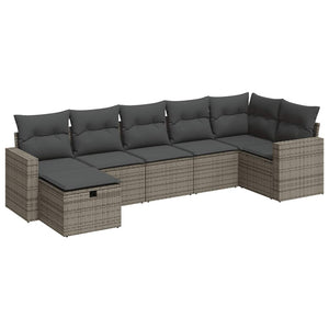 vidaXL Set Divani da Giardino 7 pz con Cuscini Grigio in Polyrattan