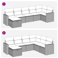 Set Divani da Giardino 7pz con Cuscini Grigio Chiaro Polyrattan 3325408