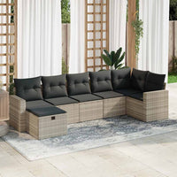 Set Divani da Giardino 7pz con Cuscini Grigio Chiaro Polyrattan 3325408
