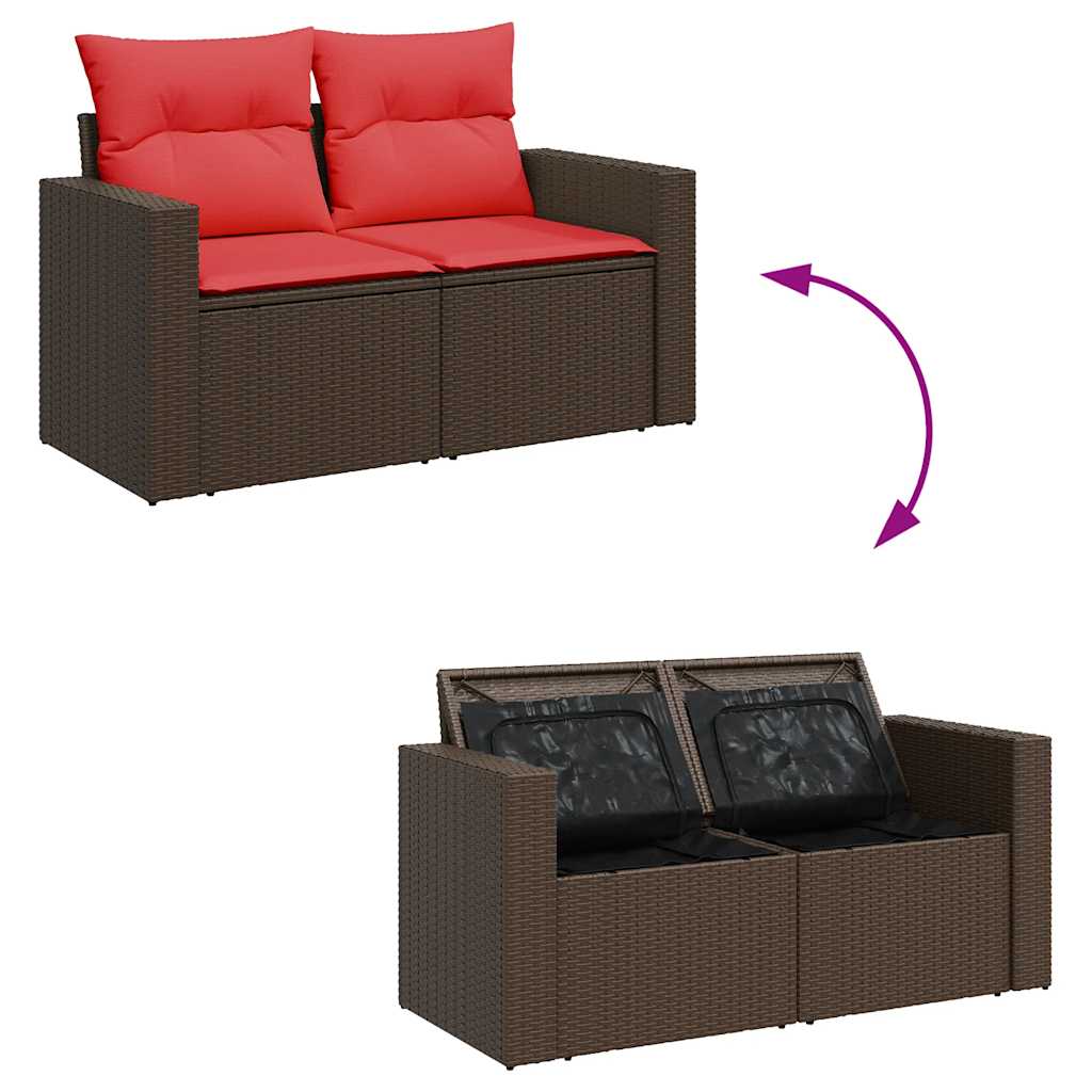 vidaXL Set Divani da Giardino 7 pz con Cuscini Marrone in Polyrattan
