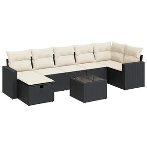 vidaXL Set Divani da Giardino con Cuscini 8 pz Nero in Polyrattan