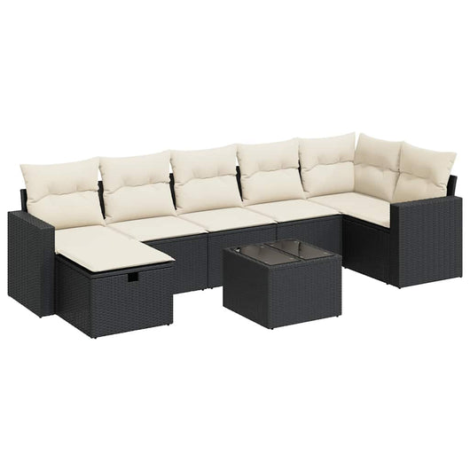 vidaXL Set Divani da Giardino con Cuscini 8 pz Nero in Polyrattan