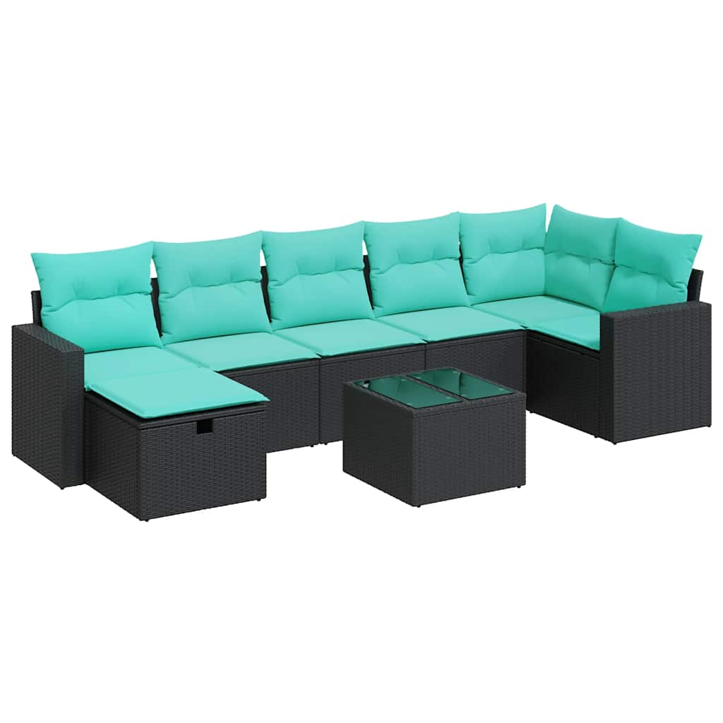 Set Divani da Giardino con Cuscini 8 pz Nero in Polyrattan 3325413