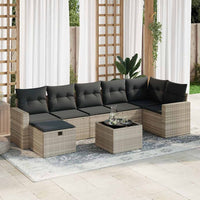 vidaXL Set Divano da Giardino 8pz con Cuscini Grigio Chiaro Polyrattan
