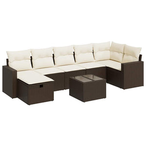 vidaXL Set Divani da Giardino 8 pz con Cuscini Marrone in Polyrattan