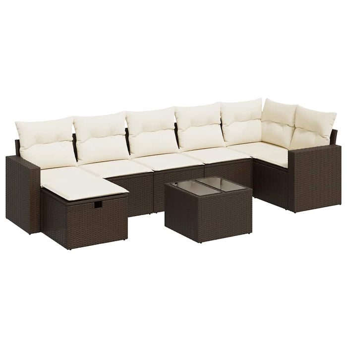 vidaXL Set Divani da Giardino 8 pz con Cuscini Marrone in Polyrattan