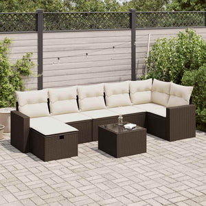 vidaXL Set Divani da Giardino 8 pz con Cuscini Marrone in Polyrattan