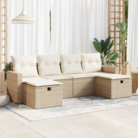 Set Divano da Giardino 6 pz con Cuscini Beige in Polyrattan 3325424