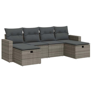 vidaXL Set Divano da Giardino 6 pz con Cuscini Grigio in Polyrattan