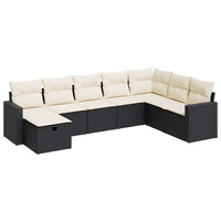 vidaXL Set Divani da Giardino con Cuscini 8 pz Nero in Polyrattan