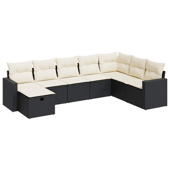 vidaXL Set Divani da Giardino con Cuscini 8 pz Nero in Polyrattan