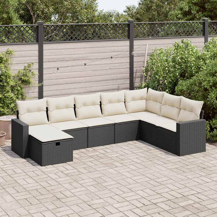 vidaXL Set Divani da Giardino con Cuscini 8 pz Nero in Polyrattan
