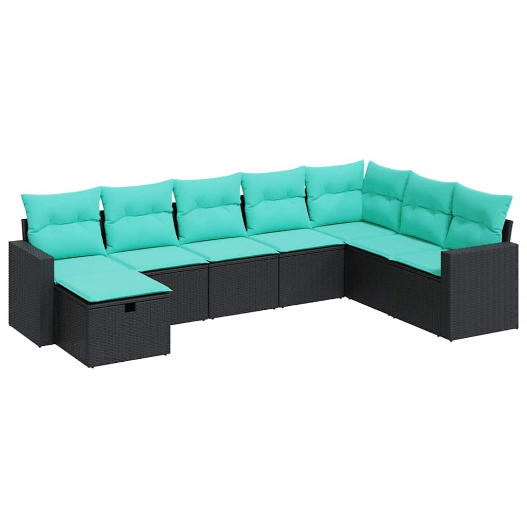 Set Divani da Giardino con Cuscini 8 pz Nero in Polyrattan 3325433