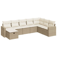 Set Divano da Giardino 8 pz con Cuscini Beige in Polyrattan 3325434