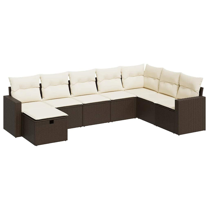 Set Divani da Giardino 8 pz con Cuscini Marrone in Polyrattan 3325439