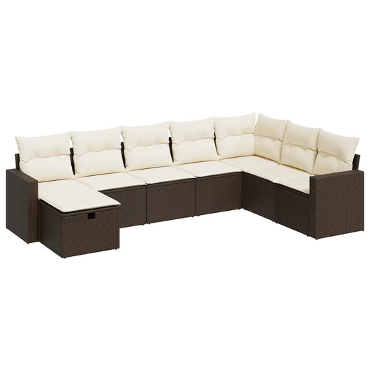 vidaXL Set Divani da Giardino 8 pz con Cuscini Marrone in Polyrattan