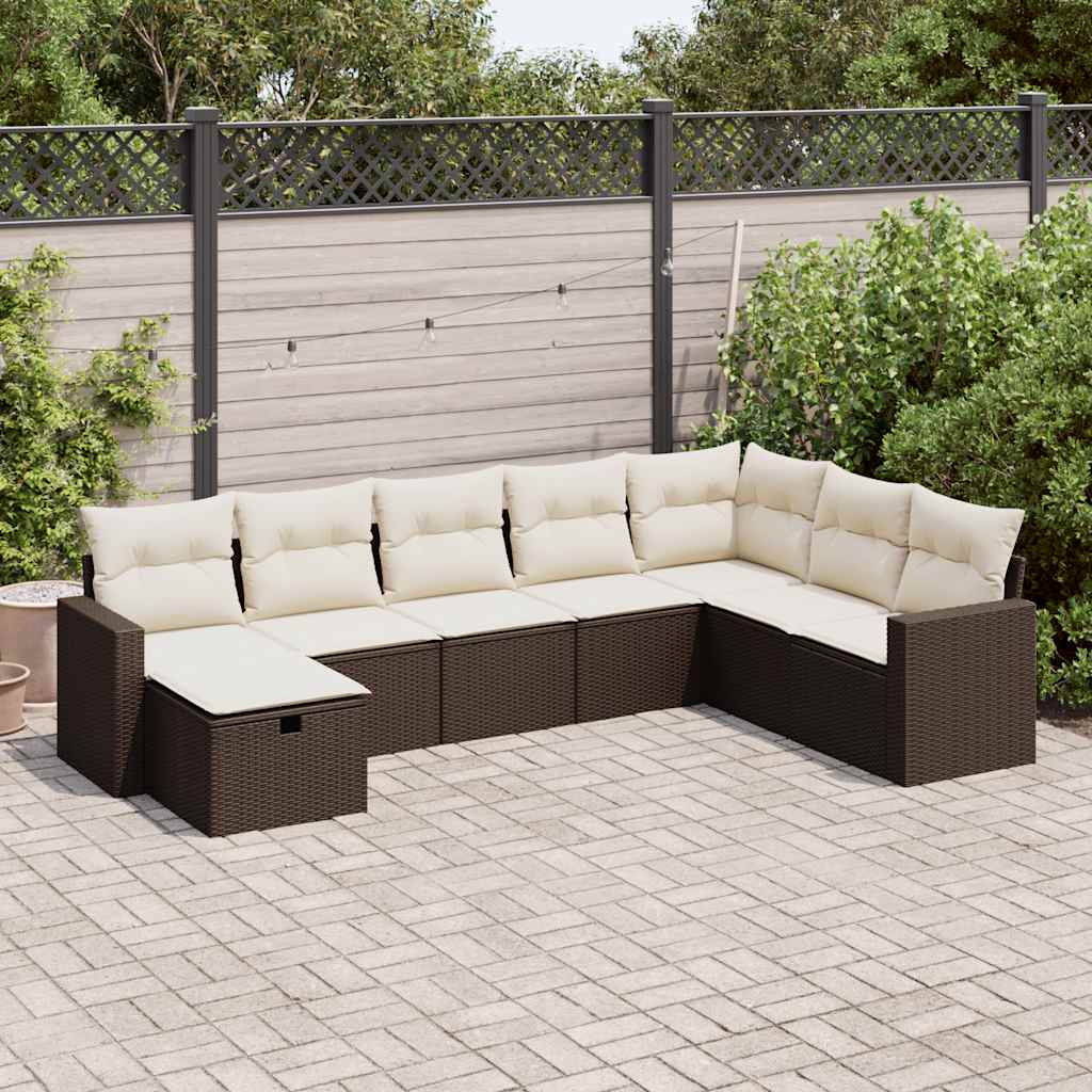 vidaXL Set Divani da Giardino 8 pz con Cuscini Marrone in Polyrattan