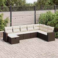 vidaXL Set Divani da Giardino 8 pz con Cuscini Marrone in Polyrattan
