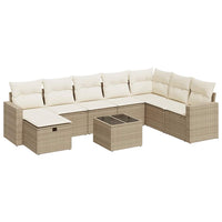 Set Divano da Giardino 9 pz con Cuscini Beige in Polyrattan 3325444