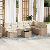 vidaXL Set Divano da Giardino 9 pz con Cuscini Beige in Polyrattan