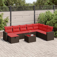 vidaXL Set Divani da Giardino 9pz con Cuscini Marrone in Polyrattan