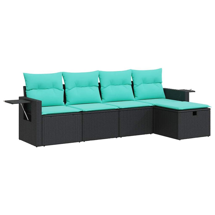 Set Divani da Giardino 5 pz con Cuscini in Polyrattan Nero 3325463