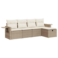 vidaXL Set Divano da Giardino 5 pz con Cuscini Beige in Polyrattan