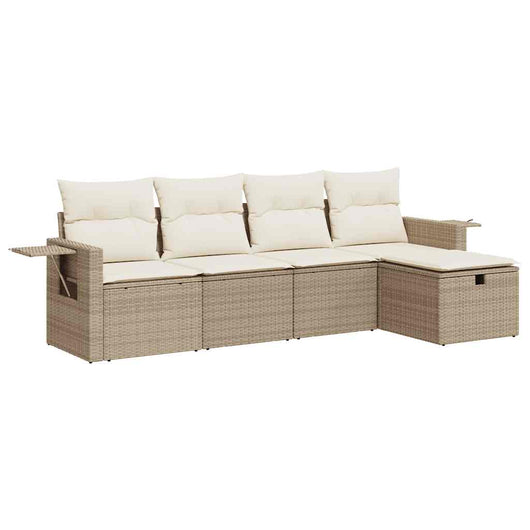 vidaXL Set Divano da Giardino 5 pz con Cuscini Beige in Polyrattan